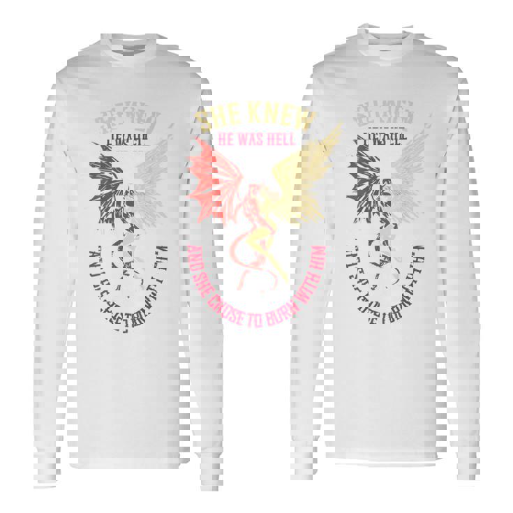 悪魔と天使のパートナー カップルコスチューム バレンタインデー バックプリント 長袖Tシャツ