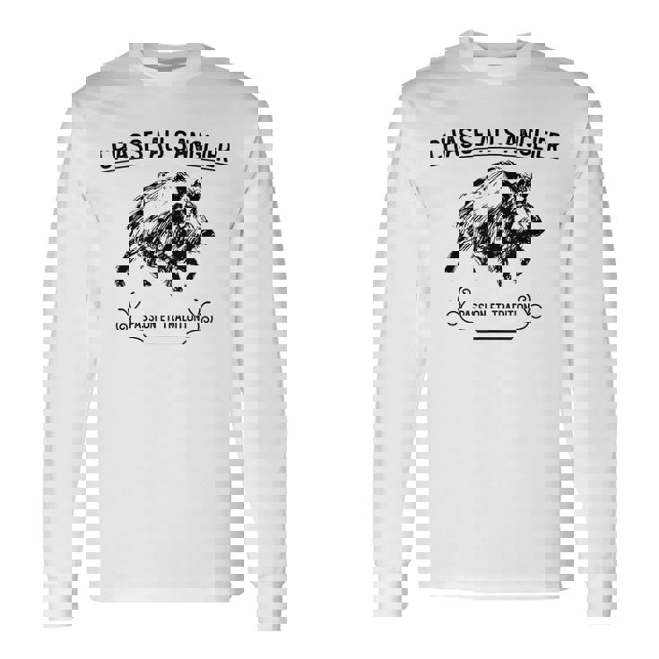 情熱と伝統の猪狩猟 長袖Tシャツ