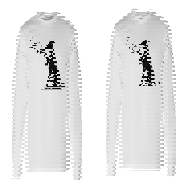 手を持つかわいいウィペット、ウィペットのママ 長袖Tシャツ