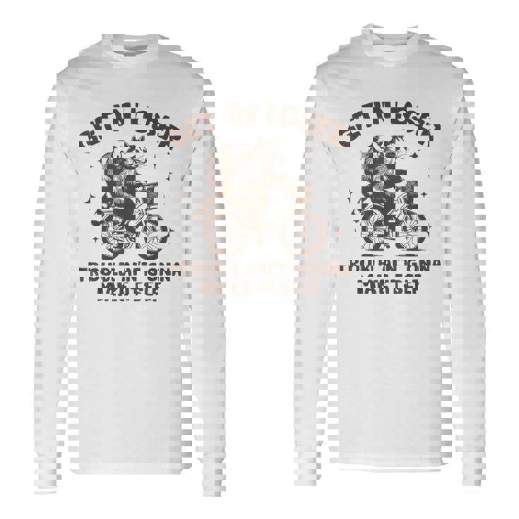 敗者トラブルに巻き込まれてもラクーンポッサムにはならない 長袖Tシャツ