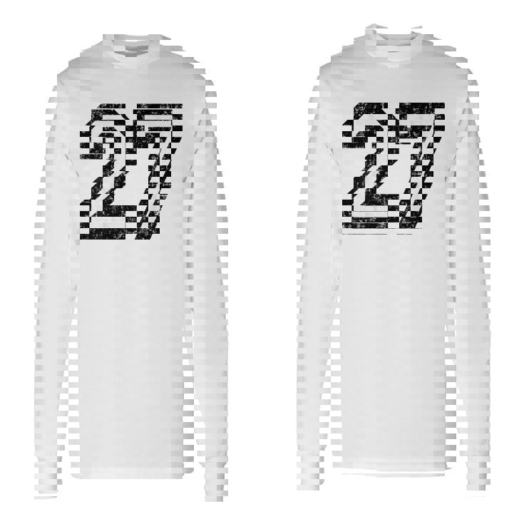 数字 27 ヴィンテージ ブラックホワイト 長袖Tシャツ