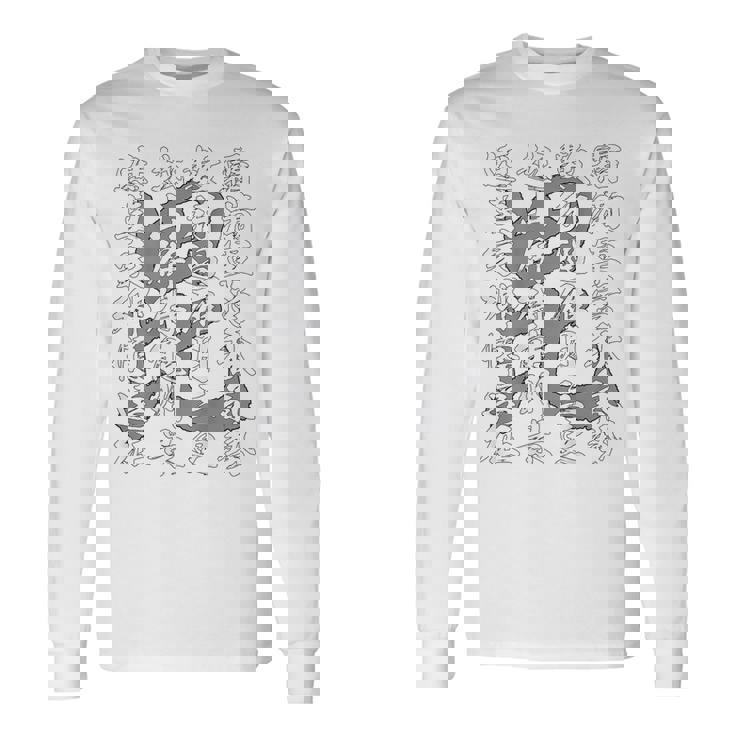 日本 侍 武士 上杉謙信 漢詩 九月十三夜 漢字 毘沙門天 旗印 バックプリント 長袖Tシャツ