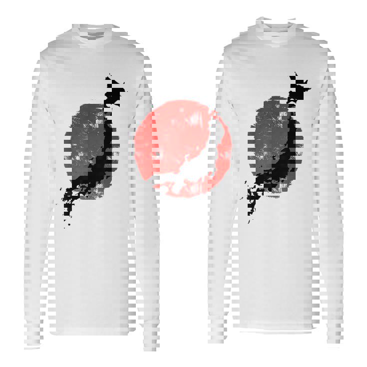 日本 赤 太陽 日本 列島 地図 かっこいい 国旗 スタイル 長袖Tシャツ ギフトのアイデア