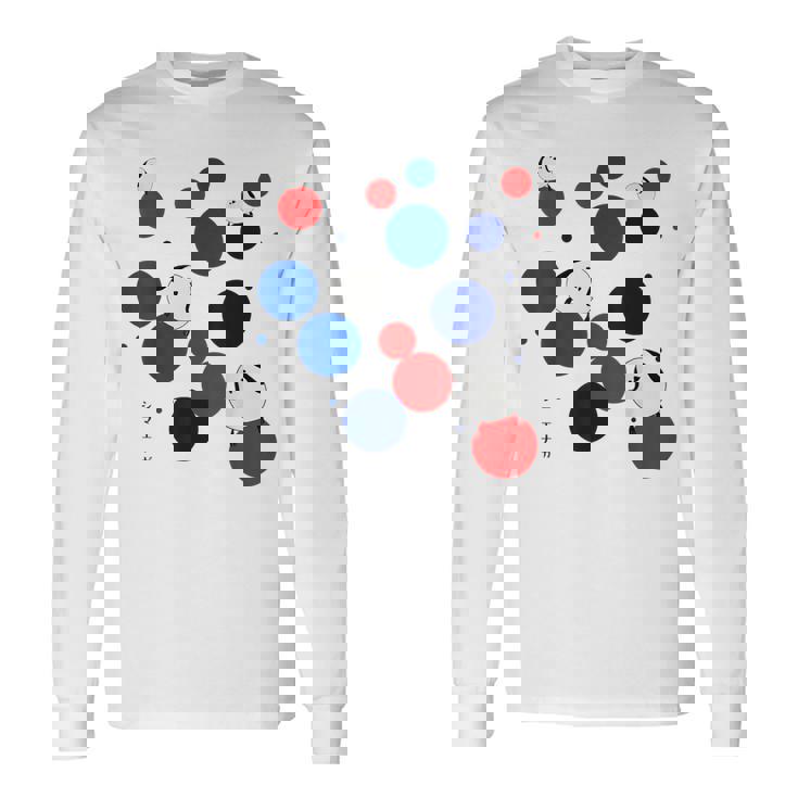 日本の野鳥 シマエナガ 赤 青 ドット 丸 水玉 関西 イベント 家族 お揃い 長袖Tシャツ