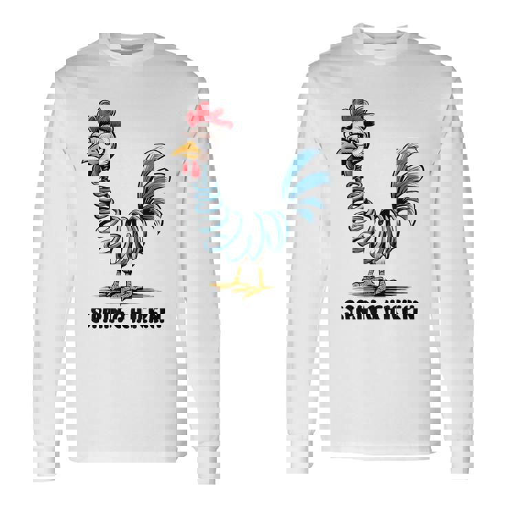 春のチキンチキンポゴスティックファニーチキン 長袖Tシャツ