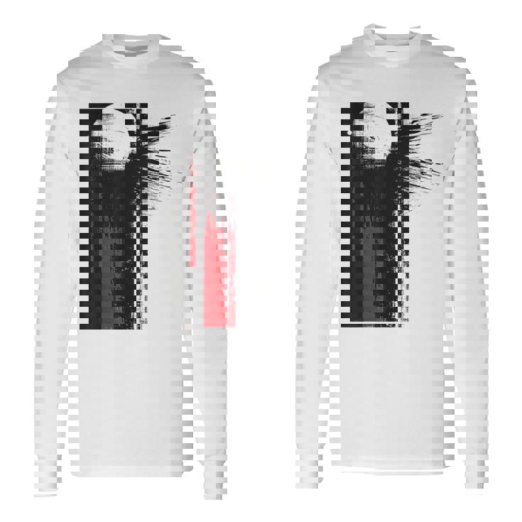 月 抽象 モチーフ 描画 アートワーク 絵画 月 長袖Tシャツ