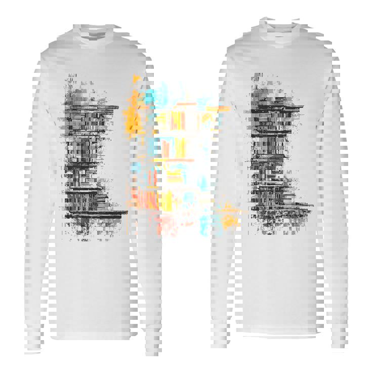 本 抽象的 グラフィック デッサン イラスト 絵画 本 長袖Tシャツ