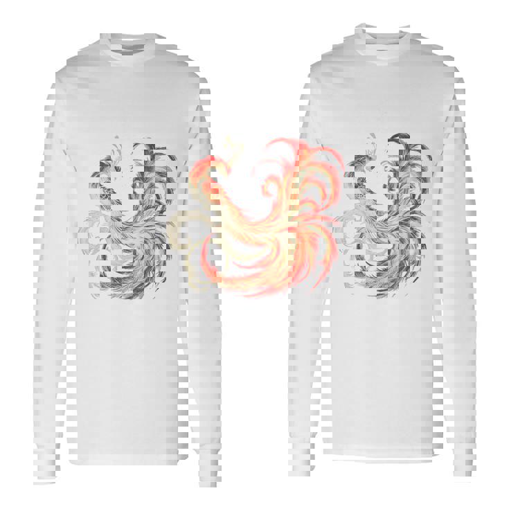 朱雀 不死鳥 火の鳥 フェニックス 漢字 イラスト バックプリント 長袖Tシャツ