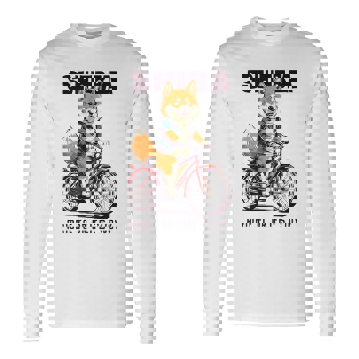 柴犬 いぬ イラスト 柴犬好き 犬好き 自転車 かわいい おもしろ レトロ Ride For Life's Joy 長袖tシャツ 長袖Tシャツ ギフトのアイデア