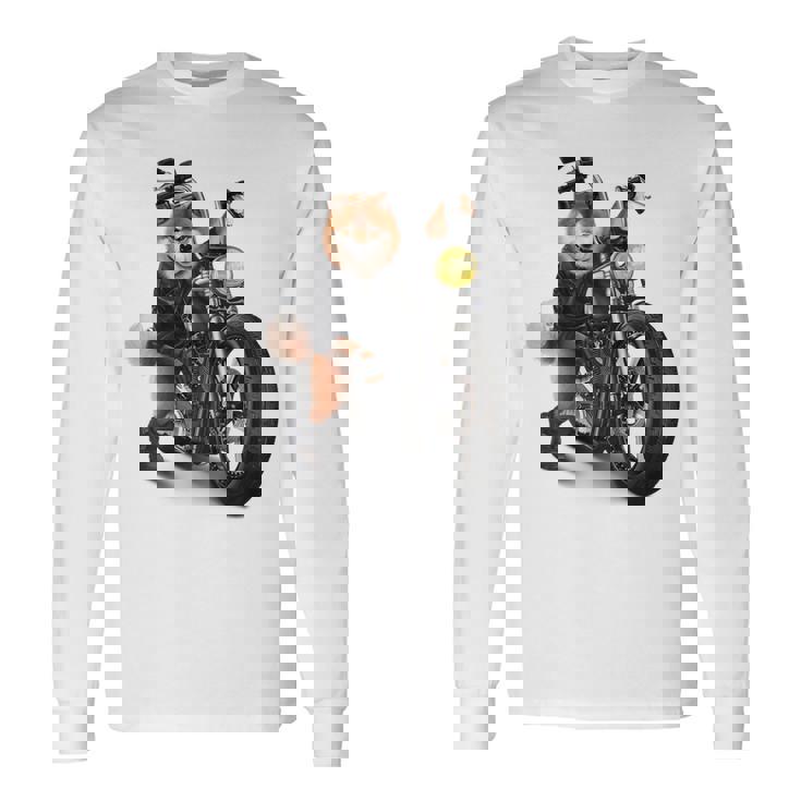 柴犬 いばけん 犬 バイク バイカー 長袖Tシャツ