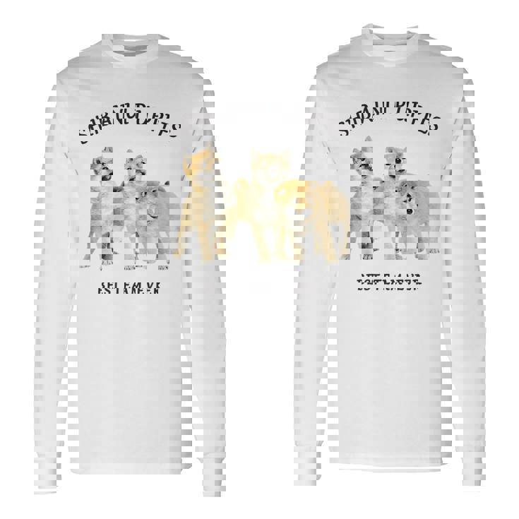 柴犬 しばいぬ 子柴 柴犬子犬 チーム いぬ プリント 写真 水彩 おしゃれ かわいい 犬飼い 犬好き 長袖Tシャツ