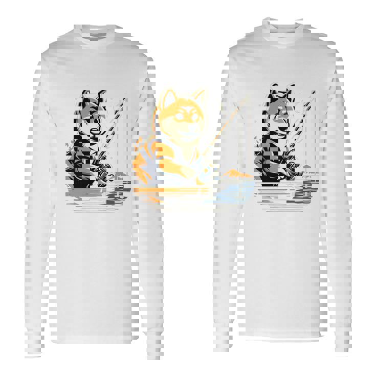 柴犬 犬 イヌ 面白いtシャツ 釣り 釣りバカ 釣り人 メンズ おもしろ 面白い 服 海釣り 川釣り 文字tシャツ 長袖tシャツ 長袖Tシャツ
