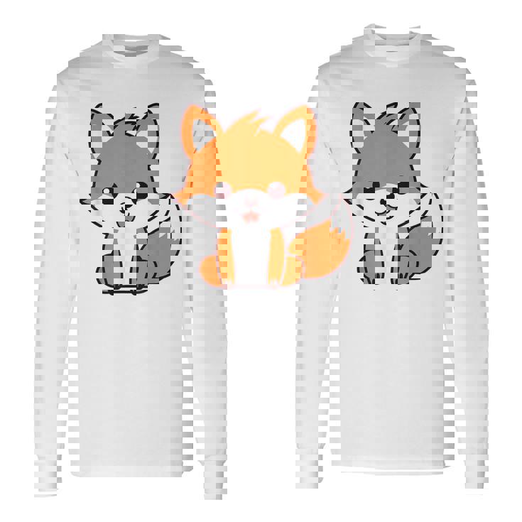 森のかわいい面白いキツネの子動物は小さなキツネが大好きです 長袖Tシャツ