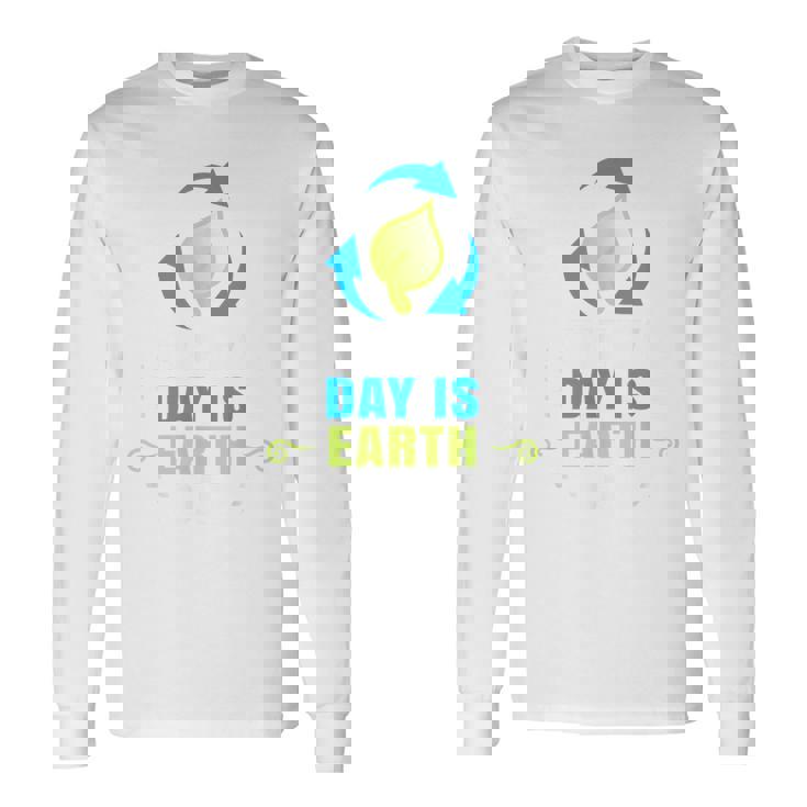 毎日のハッピーアースデイtシャツはアースデイのリサイクルです 長袖Tシャツ