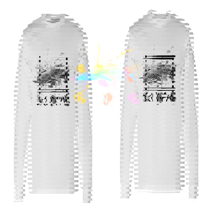 沖縄 ホエールシャークペイント スプラッター かわいい沖縄お土産 長袖Tシャツ