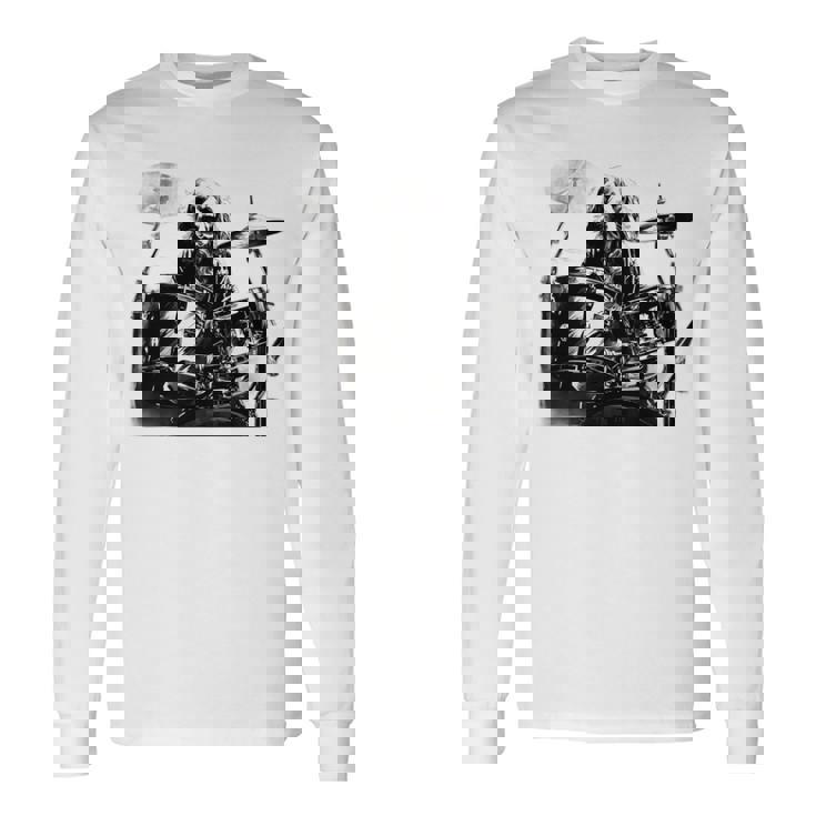 犬がドラムを叩く 長袖tシャツ 長袖Tシャツ