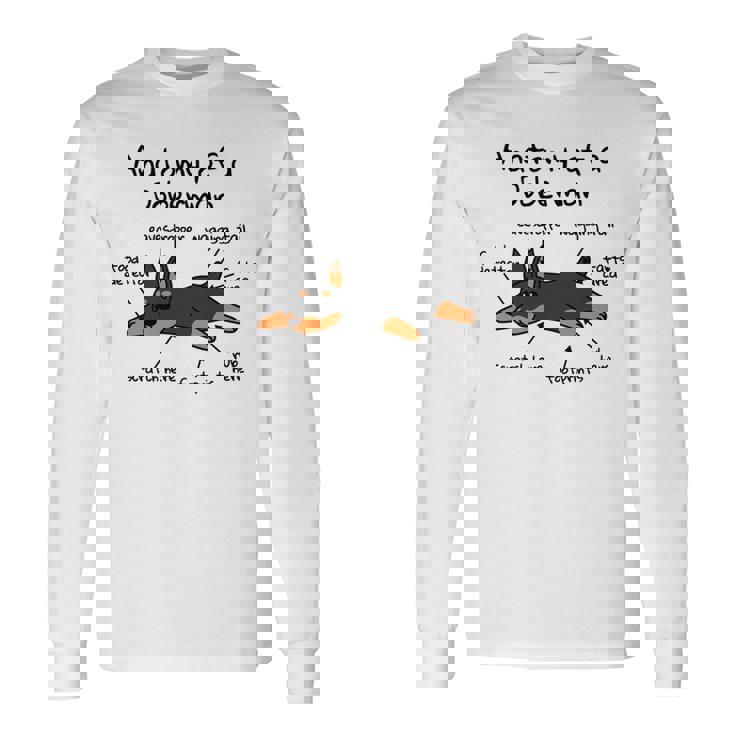 犬の解剖学ドーベルマン犬 長袖tシャツ 長袖Tシャツ