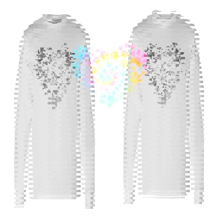 バックプリント 犬の足跡 犬 ペット 足跡 プリント 長袖Tシャツ ギフトのアイデア