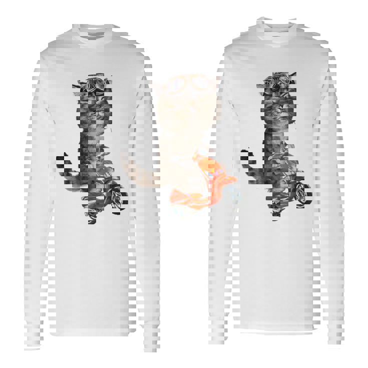 猫 ねこ バイク 長袖Tシャツ