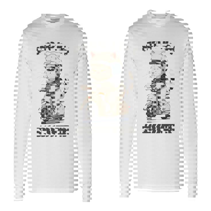 猫 ネコ 白猫 イラスト 原付 スクーター バイク 猫好き バイク好き かわいい おもしろ レトロ Neko Life 長袖tシャツ 長袖Tシャツ