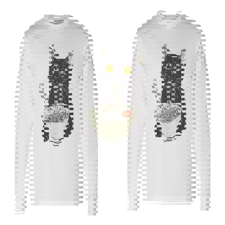 猫 ラーメン 麺 和 ラーメン かわいい 猫 長袖Tシャツ ギフトのアイデア