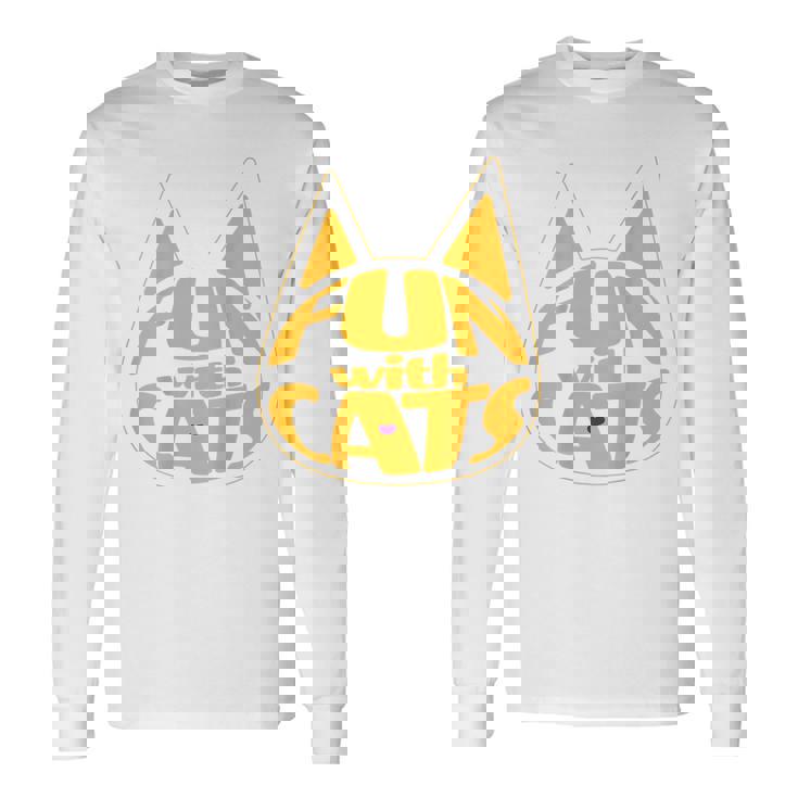 猫と一緒に楽しい！ バックプリント かわいい ねこ好き おもしろ 長袖Tシャツ