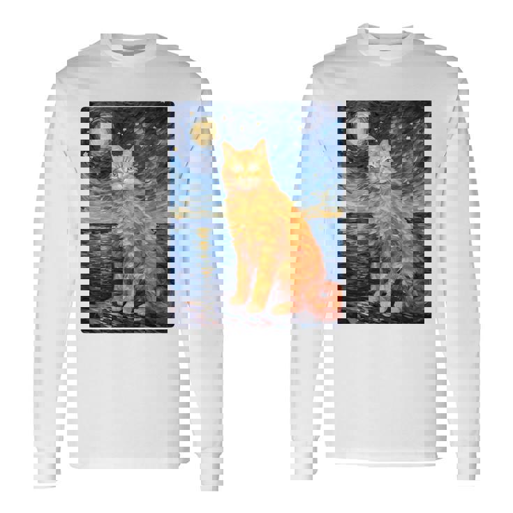 猫のポートレートオイル印刷甘い子猫 長袖tシャツ 長袖Tシャツ