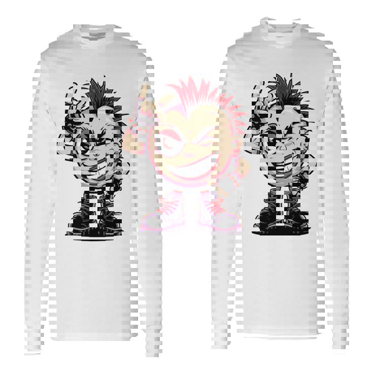 生意気なパンクロックロッカー イロとブーツ付き 面白いパンク 長袖tシャツ 長袖Tシャツ