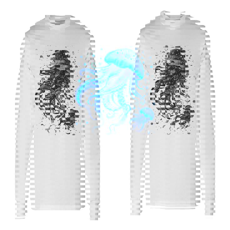 生物発光と水中世界クラゲ 長袖Tシャツ ギフトのアイデア