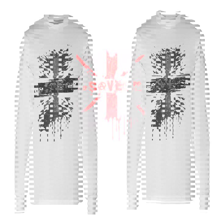 神は貧しい王のcor冠式パンクグラフィティユニオンジャックを救う 長袖Tシャツ