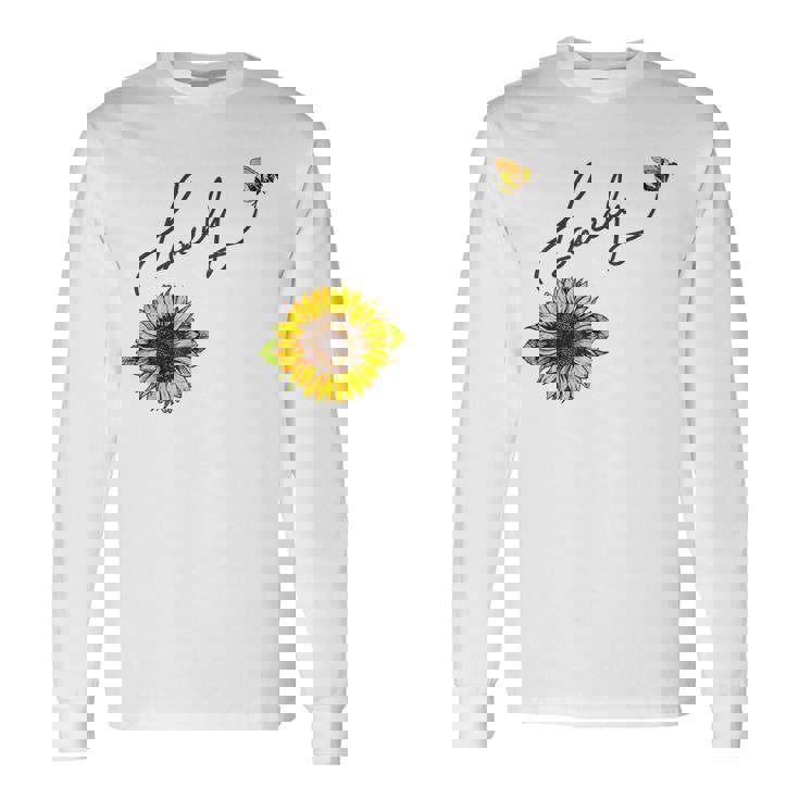 秋のひまわり マルハナバチ 面白いひまわり蜂 秋の愛 長袖Tシャツ