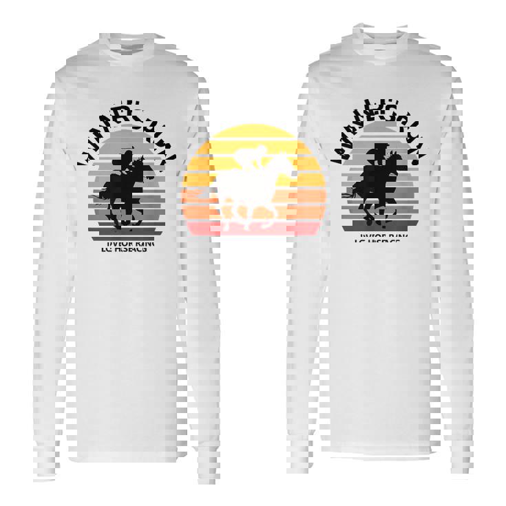 競馬ファンや馬好きの方にお勧め 勝者の走り オシャレな競馬イラスト 長袖Tシャツ