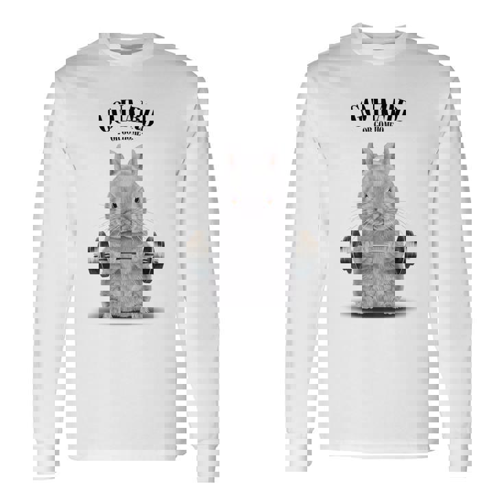 筋トレ ジム やる気がないなら家に帰れ ネザーランドドワーフ ウサギ ホワイト 長袖Tシャツ ギフトのアイデア