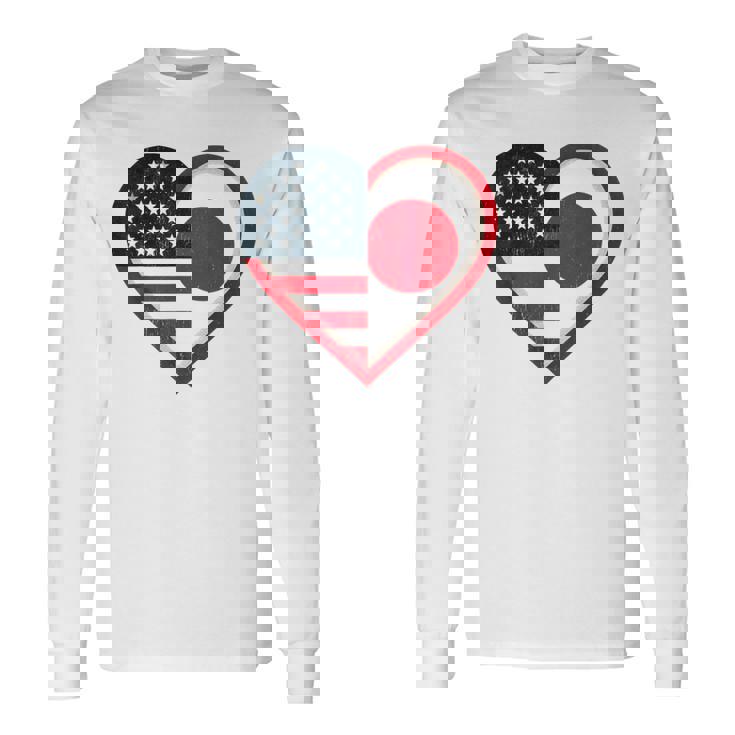 米国 アメリカ 日本 ハートフラッグ 二重国籍。 長袖Tシャツ