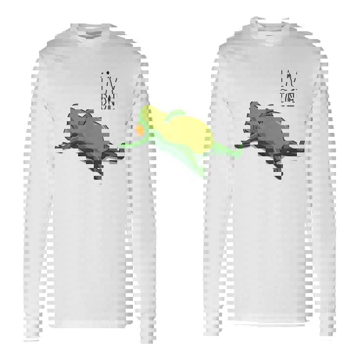 終わった、リラックスしているカエル、カエル好きの面白いカエル、カエル 長袖Tシャツ