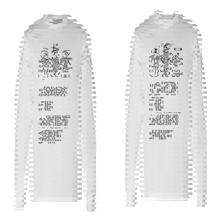 縄文・古来の精神。Tomodachi 土偶 遮光器土偶 ハート形土偶 仮面の女神 宇宙人 はにわ シュール シンプル 長袖Tシャツ