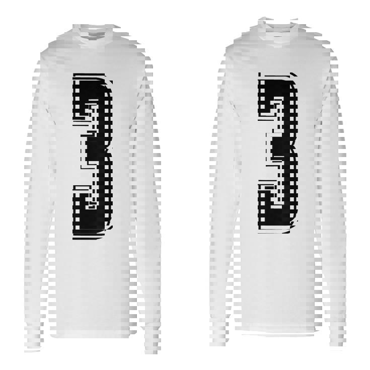 背番号 3 チーム短大スポーツ背番号付きユニフォーム 長袖Tシャツ