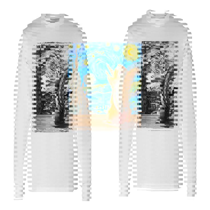 芸術的なシマリスシャツ ゴッホスタイル 星月夜 シマリス 長袖Tシャツ ギフトのアイデア