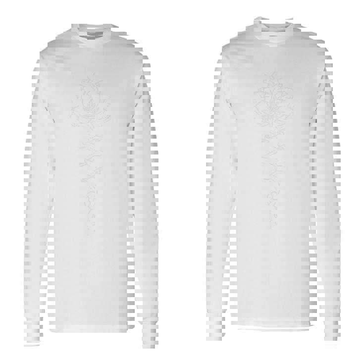 蓮の花、ヨガ、シンボル、仏教、瞑想 長袖Tシャツ