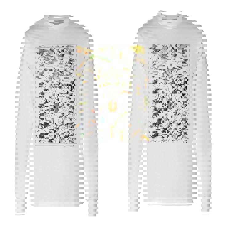 虫 昆虫 虫虫型 昆虫学プリント 虫プリント 長袖Tシャツ ギフトのアイデア