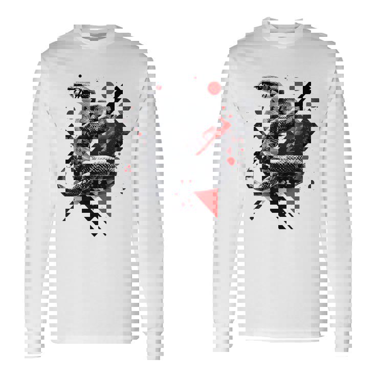 蛇 動物 モチーフ アートワーク 蛇 長袖Tシャツ ギフトのアイデア