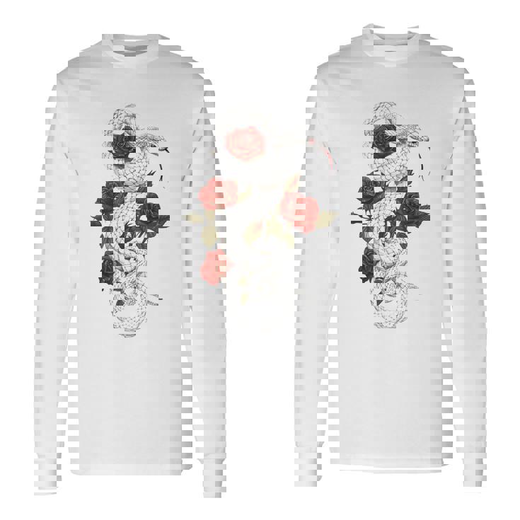 蛇爬虫類 蛇 バラ 花 爬虫類 ギフト 長袖Tシャツ ギフトのアイデア