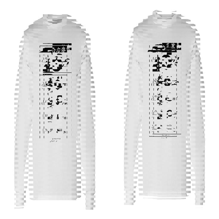 視力検査 おもしろ デザイン カエル 長袖Tシャツ