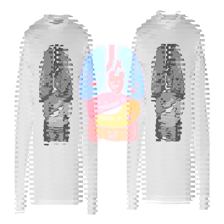 解剖学 生理学 心臓 肺 生命 器官 イラスト 長袖Tシャツ