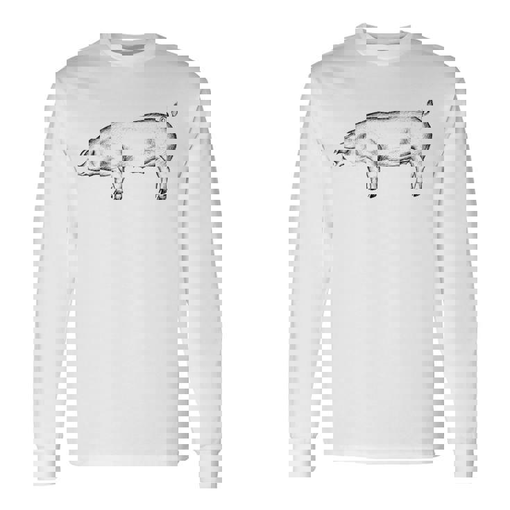 豚 豚モチーフ ピグレット 農家 農家 長袖Tシャツ