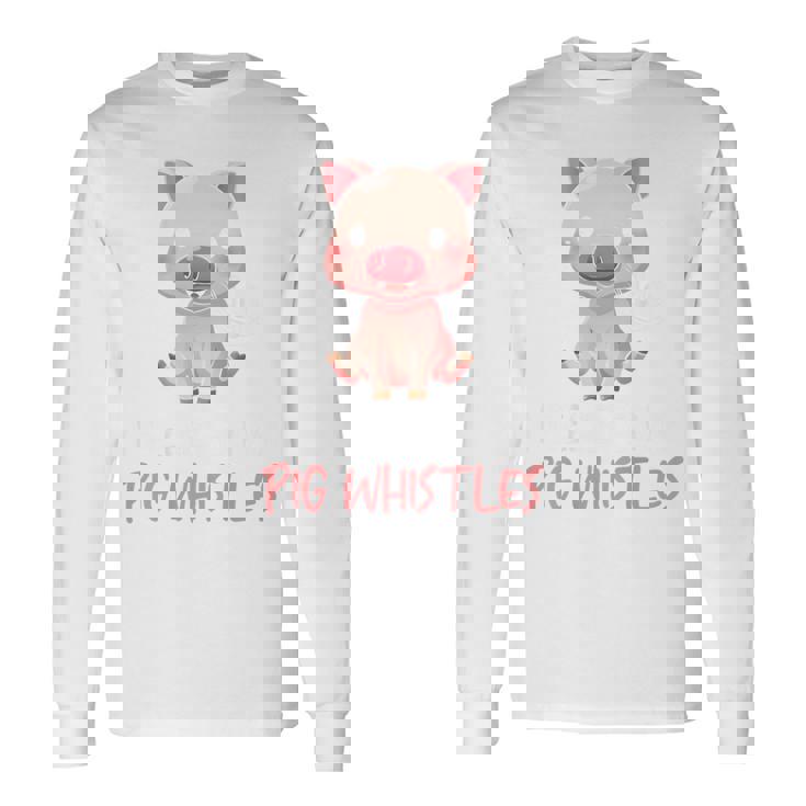 バックプリント 豚の口笛を信じる 長袖Tシャツ