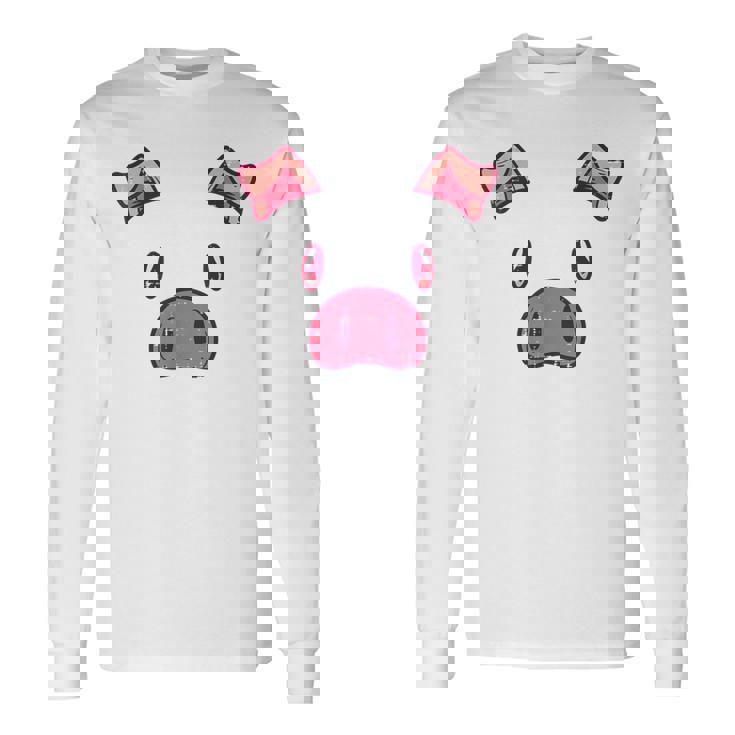 豚の顔 かわいいハロウィン 豚 動物 コスチューム メンズ レディース キッズ 長袖Tシャツ ギフトのアイデア