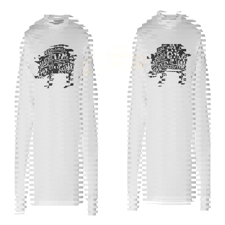 豚肉の部位 面白いtシャツ 豚 ブタ Bbq メンズ おもしろ 面白い 服 オリジナル グッズ ネタ バーベキュー ネタ 長袖Tシャツ