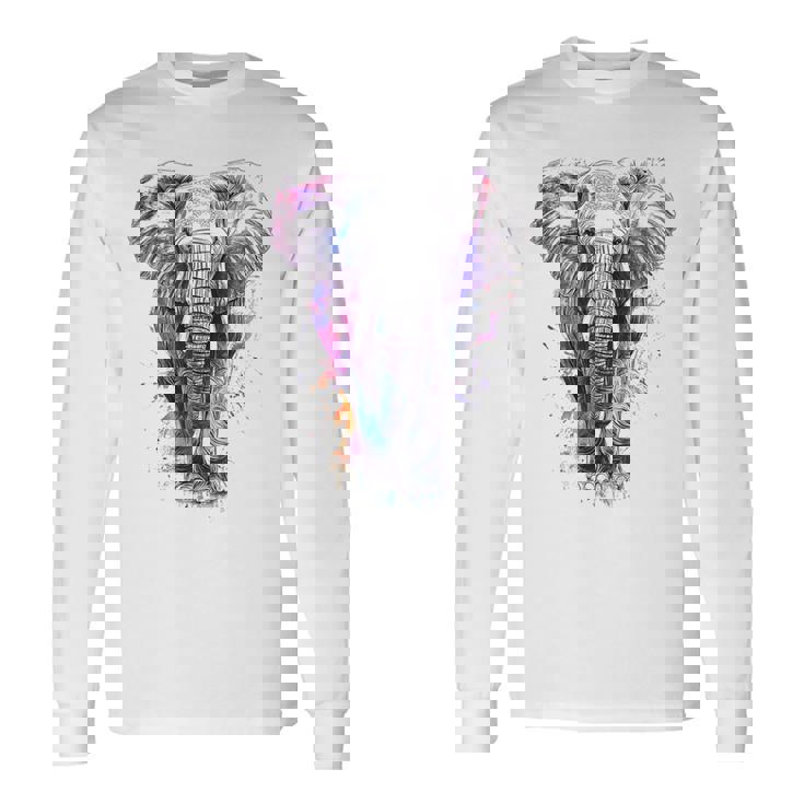 象 抽象画 モチーフ 動物 恋人 アート 象 長袖Tシャツ