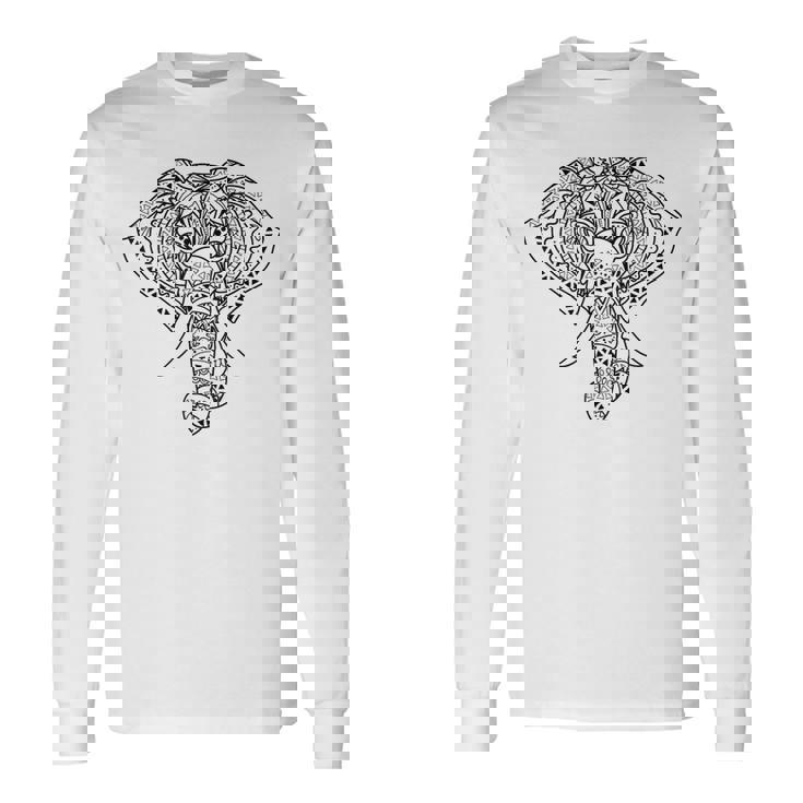 象のマンダラ、ヨガナマステエスニックシャーマン。 長袖Tシャツ